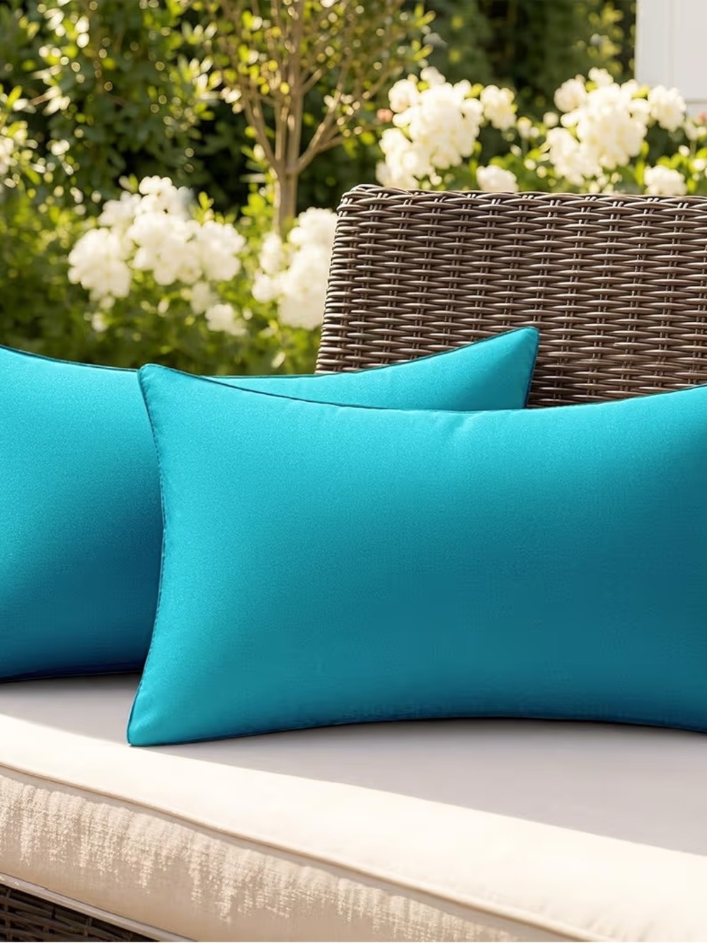 MIULEE Pack of 2 Decorative Outdoor Waterproof Pillow Covers 12x20” Turquoise